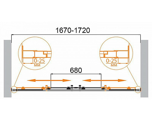 Приобрести Душевая дверь Cezares Molveno 170 MOLVENO-BF-2-170-P-Cr профиль Хром стекло матовое в магазине сантехники Santeh-Crystal.ru