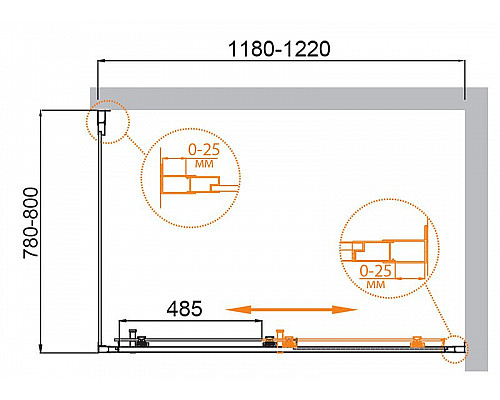Заказать Душевой уголок Cezares Molveno 120x80 MOLVENO-AH-11-120/80-C-Cr-IV профиль Хром стекло прозрачное в магазине сантехники Santeh-Crystal.ru