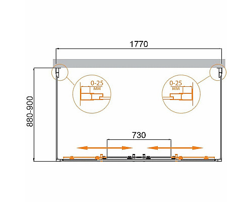 Душевой уголок Cezares Molveno 180x90 MOLVENO-AH-22-180/90-P-Cr профиль Хром стекло рифленое