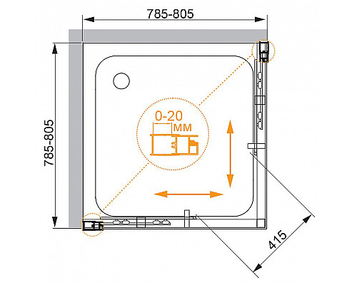 Приобрести Душевой уголок Cezares Momento 80x80 MOMENTO-A-2-80-C-Cr профиль Хром стекло прозрачное в магазине сантехники Santeh-Crystal.ru