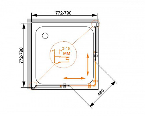 Купить Душевой уголок Cezares Pratico A-2 80x80 PRATICO-A-2-80-C-Cr профиль Хром стекло прозрачное в магазине сантехники Santeh-Crystal.ru