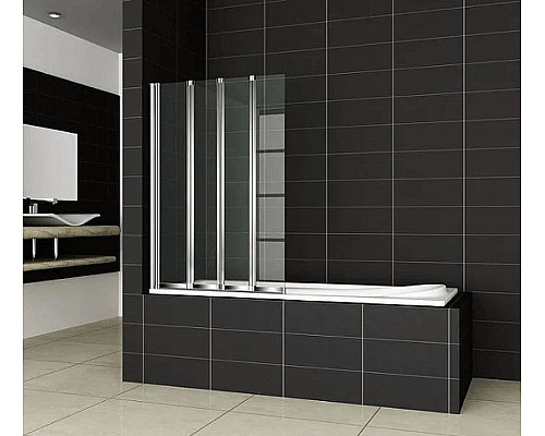 Купить Шторка на ванну Cezares Pratico 100 PRATICO-V-4-100/140-C-Cr профиль Хром стекло прозрачное в магазине сантехники Santeh-Crystal.ru