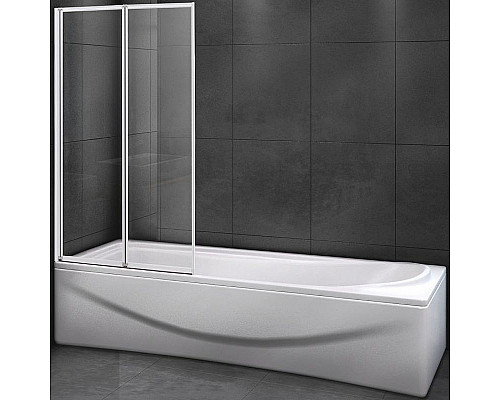 Купить Шторка на ванну Cezares Relax 80 RELAX-V-2-80/140-C-Bi профиль Серый стекло прозрачное в магазине сантехники Santeh-Crystal.ru