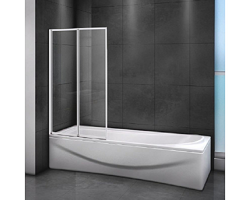 Купить Шторка на ванну Cezares Relax 80 RELAX-V-2-80/140-C-Bi профиль Серый стекло прозрачное в магазине сантехники Santeh-Crystal.ru