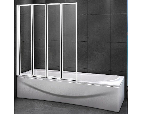 Заказать Шторка на ванну Cezares Relax 100x140 RELAX-V-4-100/140-C-Bi профиль Жемчужно-серый стекло прозрачное в магазине сантехники Santeh-Crystal.ru