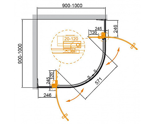 Приобрести Душевой уголок Cezares Silder 100х100 SLIDER-R-2-90/100-C-Cr профиль Хром стекло прозрачное в магазине сантехники Santeh-Crystal.ru