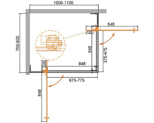 Приобрести Душевой уголок Cezares Slider 110x80 SLIDER-AH-2-70/80-100/110-BR-NERO профиль Черный матовый стекло бронзовое в магазине сантехники Santeh-Crystal.ru