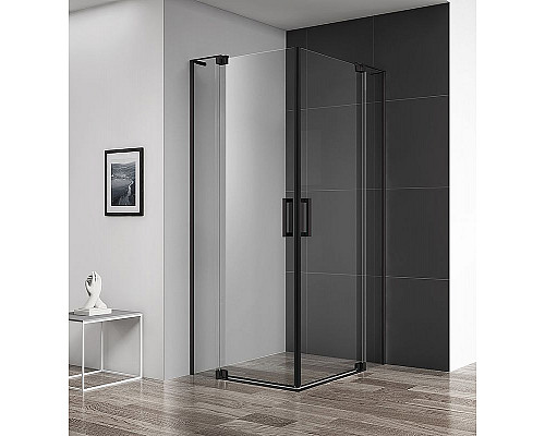Приобрести Душевой уголок Cezares Slider 100x80 SLIDER-AH-2-70/80-90/100-C-NERO профиль Черный матовый стекло прозрачное в магазине сантехники Santeh-Crystal.ru
