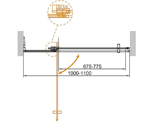 Купить Душевая дверь Cezares Slider 110 SLIDER-B-1-100/110-C-NERO профиль Черный матовый стекло прозрачное в магазине сантехники Santeh-Crystal.ru
