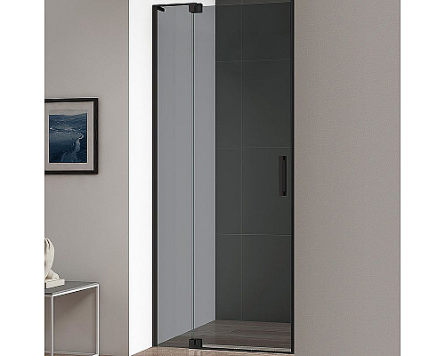 Купить Душевая дверь Cezares Slider 80 SLIDER-B-1-70/80-GRIGIO-NERO профиль Черный матовый стекло серое в магазине сантехники Santeh-Crystal.ru