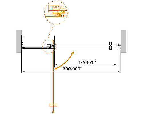Заказать Душевая дверь Cezares Slider 90 SLIDER-B-1-80/90-BR-Cr профиль Хром стекло бронзовое в магазине сантехники Santeh-Crystal.ru