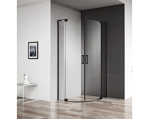 Заказать Душевой уголок Cezares Slider 90x90 SLIDER-R-2-80/90-C-NERO профиль Черный матовый стекло прозрачное в магазине сантехники Santeh-Crystal.ru