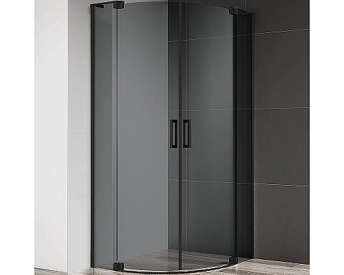 Купить Душевой уголок Cezares Slider 100x100 SLIDER-R-2-90/100-GRIGIO-NERO профиль Черный матовый стекло серое в магазине сантехники Santeh-Crystal.ru