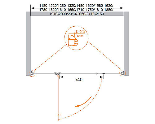 Купить Душевая дверь Cezares Verona 150 L VERONA-W-B-13-30+60/60-P-Cr-L профиль Хром стекло рифленое в магазине сантехники Santeh-Crystal.ru