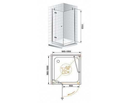 Приобрести Душевой уголок Cezares Verona A-1 100x100 VERONA-W-A-1-100-P-Cr-L профиль Хром стекло рифленое в магазине сантехники Santeh-Crystal.ru