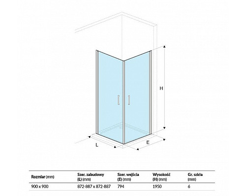 Приобрести Душевой уголок Excellent Mazo 90х90 KAEX.3022.1010.9090.LP профиль Хром стекло прозрачное в магазине сантехники Santeh-Crystal.ru