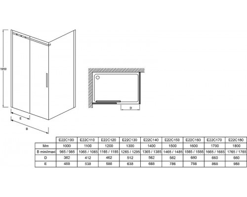 Приобрести Душевая дверь Jacob Delafon Contra Black 140 E22C140-BL профиль Черный стекло прозрачное в магазине сантехники Santeh-Crystal.ru