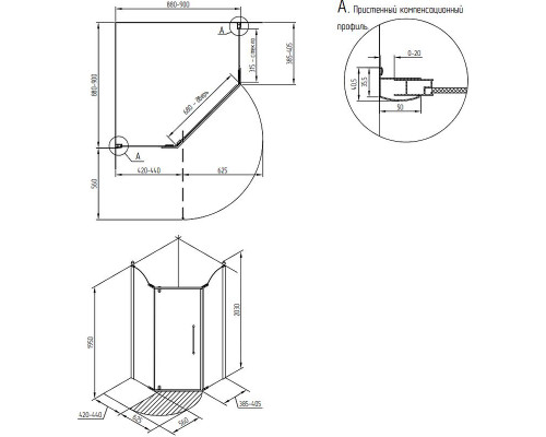 Заказать Душевой уголок Migliore Diadema Penta 90x90 24175 профиль Бронза стекло прозрачное в магазине сантехники Santeh-Crystal.ru