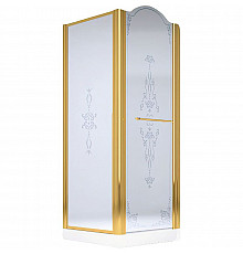 Душевой уголок Migliore Diadema 90x90 R 22684 профиль Золото стекло матовое с декором