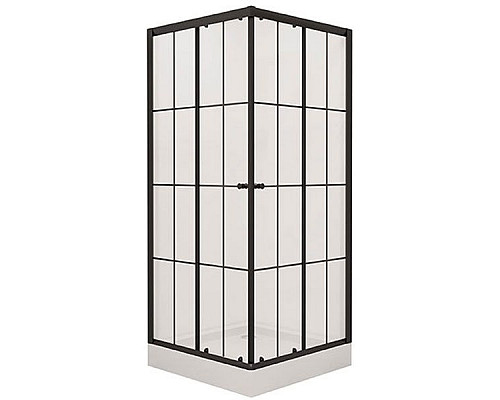 Купить Душевой уголок Niagara NG-0180-14 80х80 профиль Черный стекло прозрачное с принтом в магазине сантехники Santeh-Crystal.ru