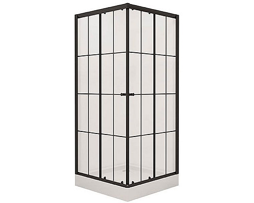 Купить Душевой уголок Niagara NG-0190-14 90х90 профиль Черный стекло прозрачное с принтом в магазине сантехники Santeh-Crystal.ru