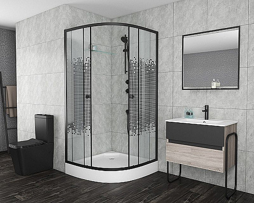Santeh-Crystal.ru: Душевой уголок Niagara Eco 90x90 NG-007-14 Black профиль Черный стекло с рисунком Приобрести Душевой уголок Niagara Eco 90x90 NG-007-14 Black профиль Черный стекло с рисунком в магазине сантехники Santeh-Crystal.ru