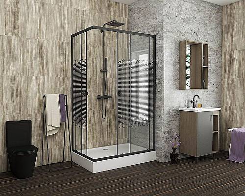 Santeh-Crystal.ru: Душевой уголок Niagara Eco 120х80 NG-012-14Q Black профиль Черный стекло с рисунком Купить Душевой уголок Niagara Eco 120х80 NG-012-14Q Black профиль Черный стекло с рисунком в магазине сантехники Santeh-Crystal.ru