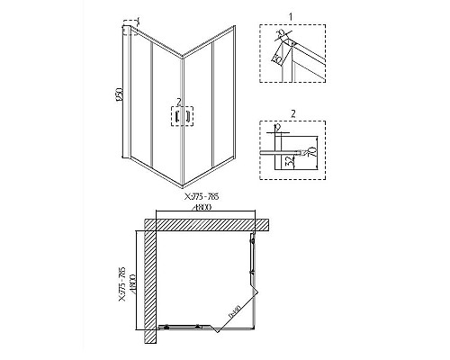 Купить Душевой уголок Niagara Nova 80х80 NG-6688-08 профиль Хром стекло прозрачное в магазине сантехники Santeh-Crystal.ru