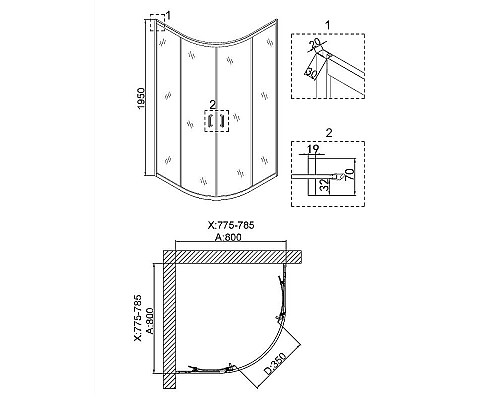 Приобрести Душевой уголок Niagara Nova 80х80 NG-6886-08 BLACK профиль Черный стекло прозрачное в магазине сантехники Santeh-Crystal.ru