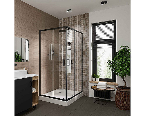 Купить Душевой уголок Niagara Nova 80х80 NG-6888-08 BLACK профиль Черный стекло прозрачное в магазине сантехники Santeh-Crystal.ru