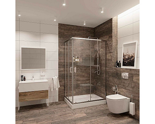 Купить Душевой уголок Niagara Nova 100х80 NG-6681-08 профиль Хром стекло прозрачное в магазине сантехники Santeh-Crystal.ru