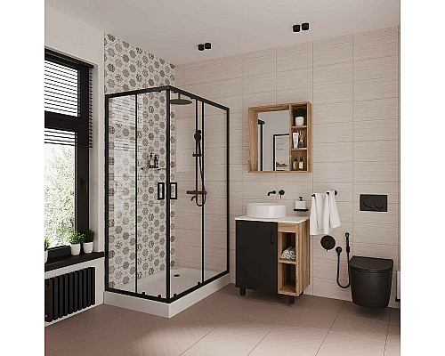 Заказать Душевой уголок Niagara Nova 100х80 NG-6881-08 BLACK профиль Черный стекло прозрачное в магазине сантехники Santeh-Crystal.ru