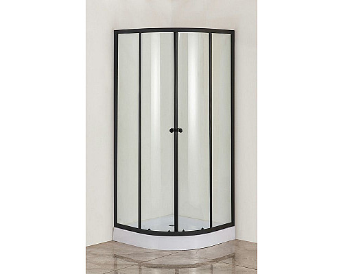 Купить Душевой уголок Orange E01-090TB/G 90x90 профиль Черный стекло прозрачное в магазине сантехники Santeh-Crystal.ru