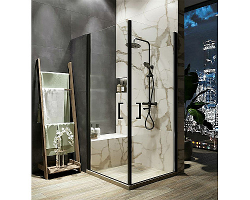 Приобрести Душевой уголок Orange E04-100TB 100x100 профиль Черный стекло прозрачное в магазине сантехники Santeh-Crystal.ru