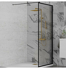 Душевая перегородка Paini 90 Walk-In 90F профиль Черный матовый стекло прозрачное