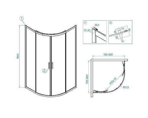 Купить Душевой уголок RGW Classic CL-53 80х80 06095388-11 профиль Хром стекло прозрачное в магазине сантехники Santeh-Crystal.ru