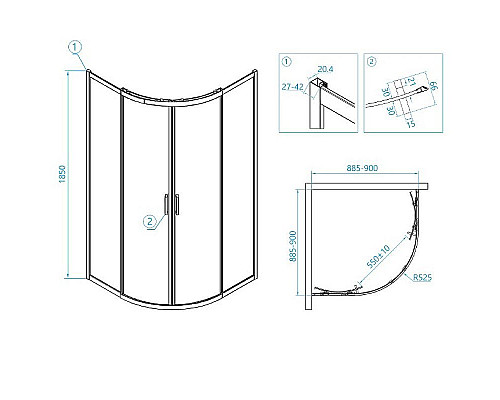 Заказать Душевой уголок RGW Classic CL-53-B 90х90 06095399-14 профиль Черный стекло прозрачное в магазине сантехники Santeh-Crystal.ru