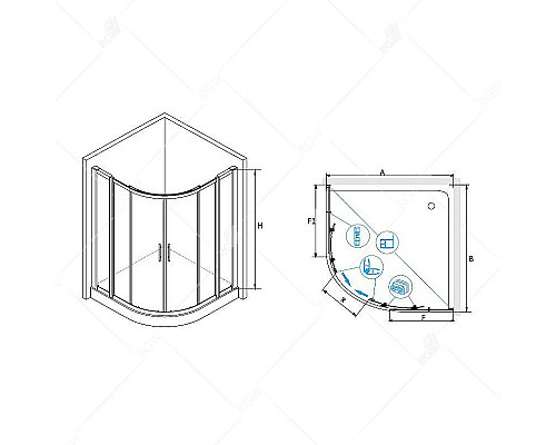 Приобрести Душевой уголок RGW Hotel HO-511 110x110 030651111-11 профиль Хром стекло прозрачное в магазине сантехники Santeh-Crystal.ru