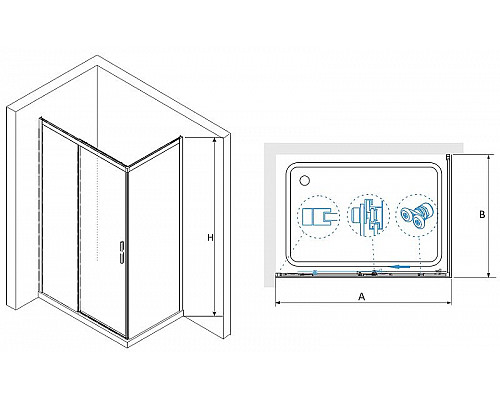 Купить Душевой уголок RGW Leipzig LE-41-1 160х90 341241169-011 профиль Хром стекло прозрачное в магазине сантехники Santeh-Crystal.ru