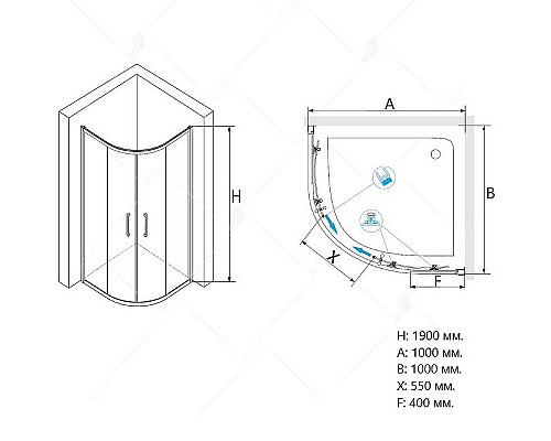 Купить Душевой уголок RGW Passage PA-51 100х100 02085100-11 профиль Хром стекло прозрачное в магазине сантехники Santeh-Crystal.ru