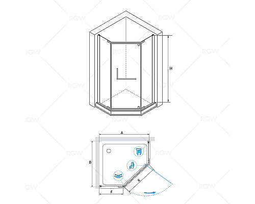 Приобрести Душевой уголок RGW Passage PA-081 90х90 35088199-11 профиль Хром стекло прозрачное в магазине сантехники Santeh-Crystal.ru