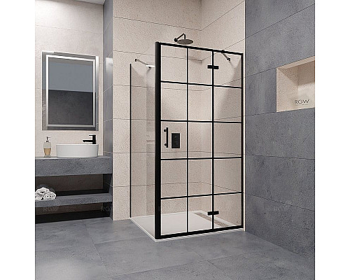 Заказать Душевой уголок RGW Passage PA-77B R 90x80 41087798-084R профиль Черный стекло прозрачное в магазине сантехники Santeh-Crystal.ru