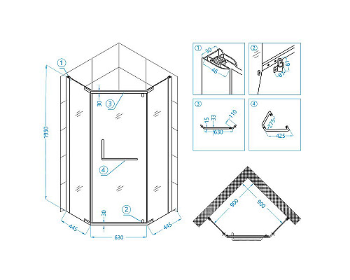 Приобрести Душевой уголок RGW Passage PA-081B 90x90 35088199-14 профиль Черный стекло прозрачное в магазине сантехники Santeh-Crystal.ru
