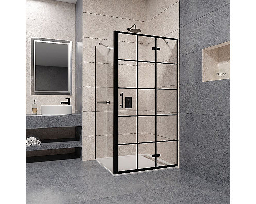 Купить Душевой уголок RGW Passage PA-77-1B R 120x90 410877129-084R профиль Черный стекло прозрачное в магазине сантехники Santeh-Crystal.ru