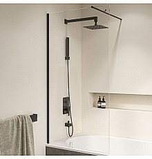 Шторка на ванну RGW Screens SC-050B 80x150 351105008-14 профиль Черный стекло прозрачное