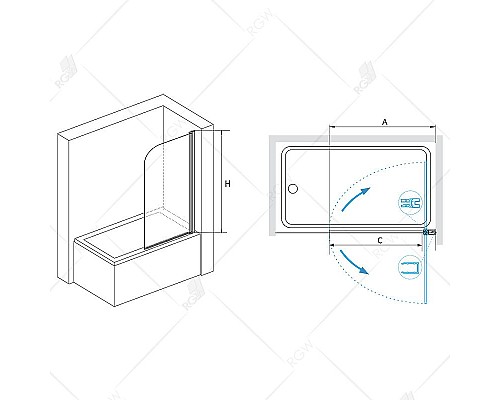 Купить Шторка на ванну RGW Screens SC-109B 70х150 411110907-14 профиль Черный стекло прозрачное в магазине сантехники Santeh-Crystal.ru