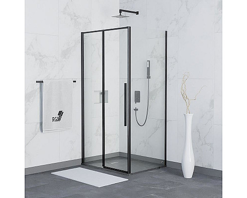 Купить Душевой уголок RGW Stilvoll SV-42B 110x80 32324281-014 профиль Черный стекло прозрачное в магазине сантехники Santeh-Crystal.ru