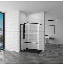 Душевая перегородка RGW Walk In WA-11-B 100 профиль Черный стекло прозрачное
