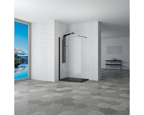 Купить Душевая перегородка RGW Walk In WA-002B 100 35100210-24 профиль Черный стекло матовое-сатинат в магазине сантехники Santeh-Crystal.ru