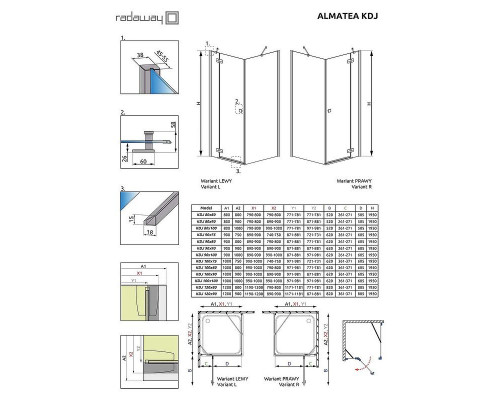 Заказать Душевой уголок Radaway Almatea KDJ 120x80 R 32141-01-01NR профиль Хром стекло прозрачное в магазине сантехники Santeh-Crystal.ru